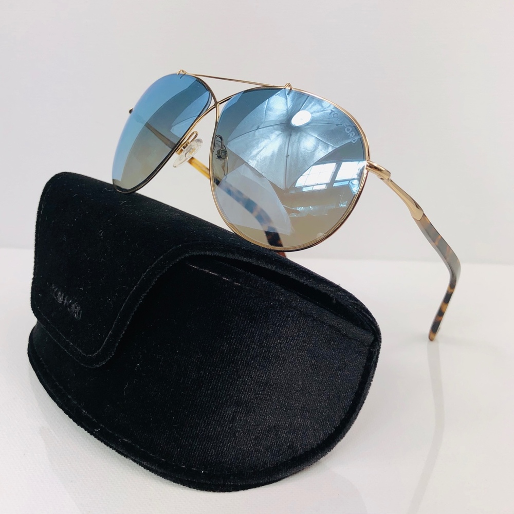 New TOM FORD Eva Blue Oversized Aviator Sunglasses - Picture 3 of 16